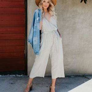 Striped jumpsuit with pockets